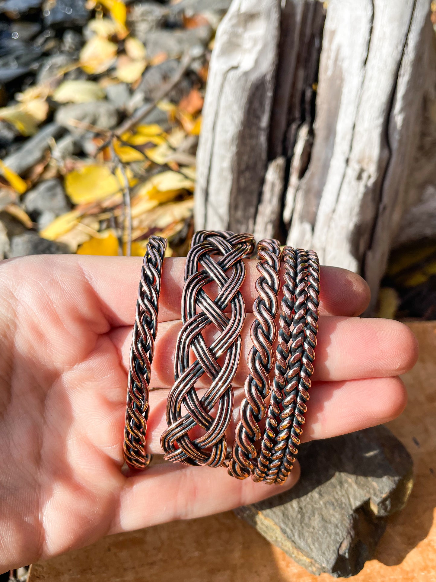 Trésors Celte - bracelets tressés de cuivre - tresses à 4 fils