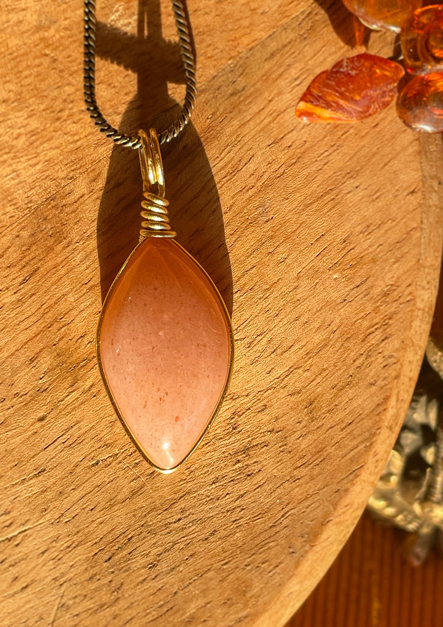 Pendentif - Pierre de lune pêche extra