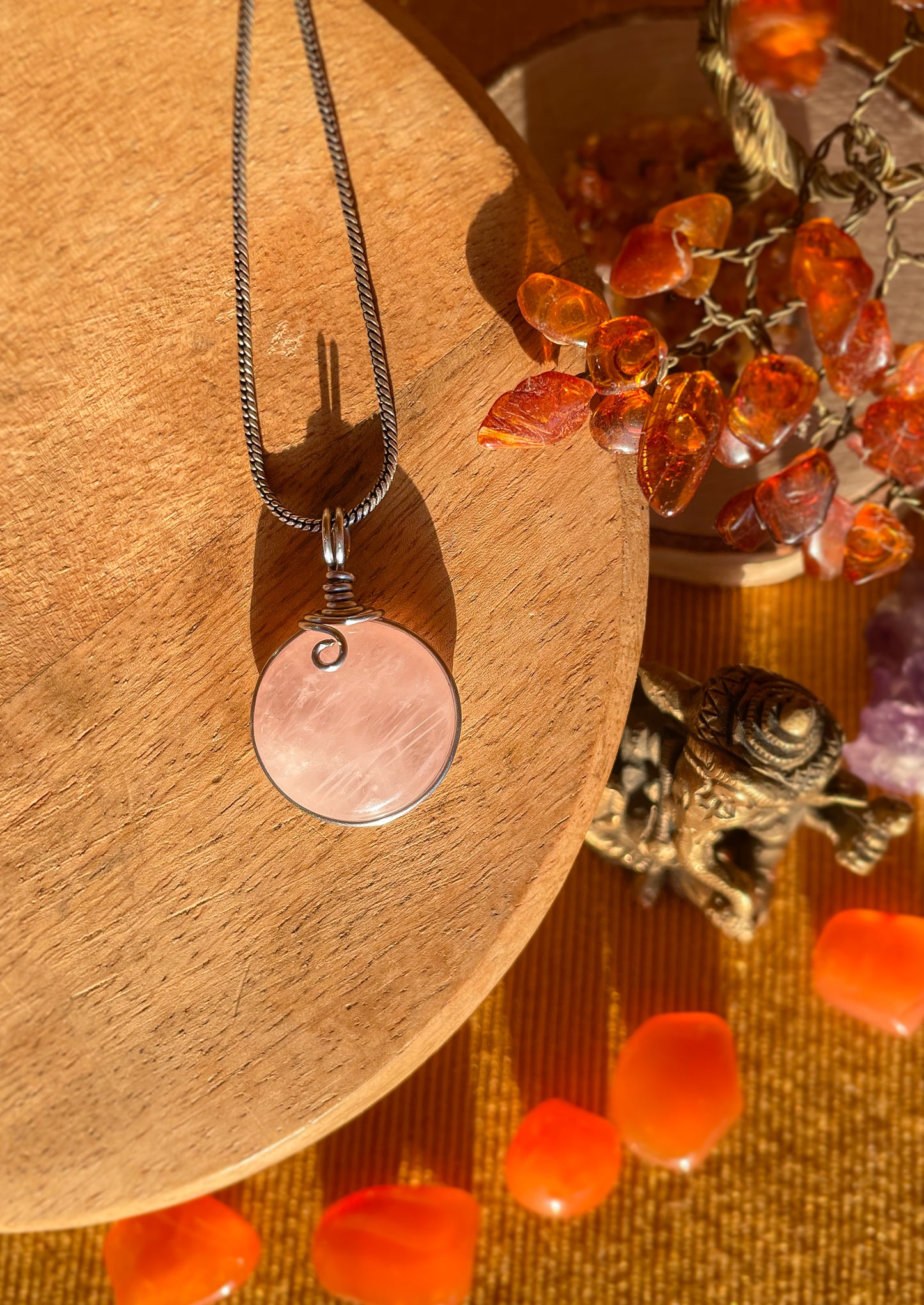 Pendentif - Quartz Rose extra