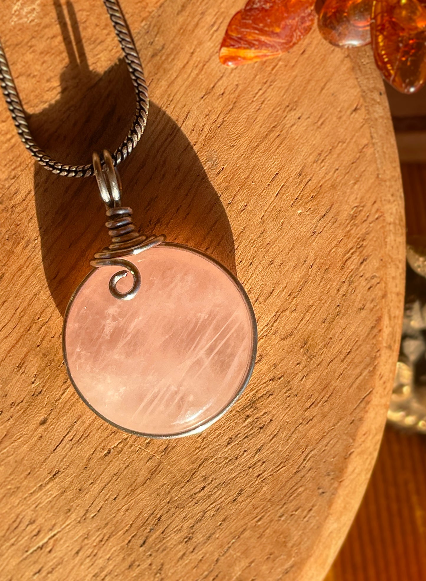 Pendentif - Quartz Rose extra