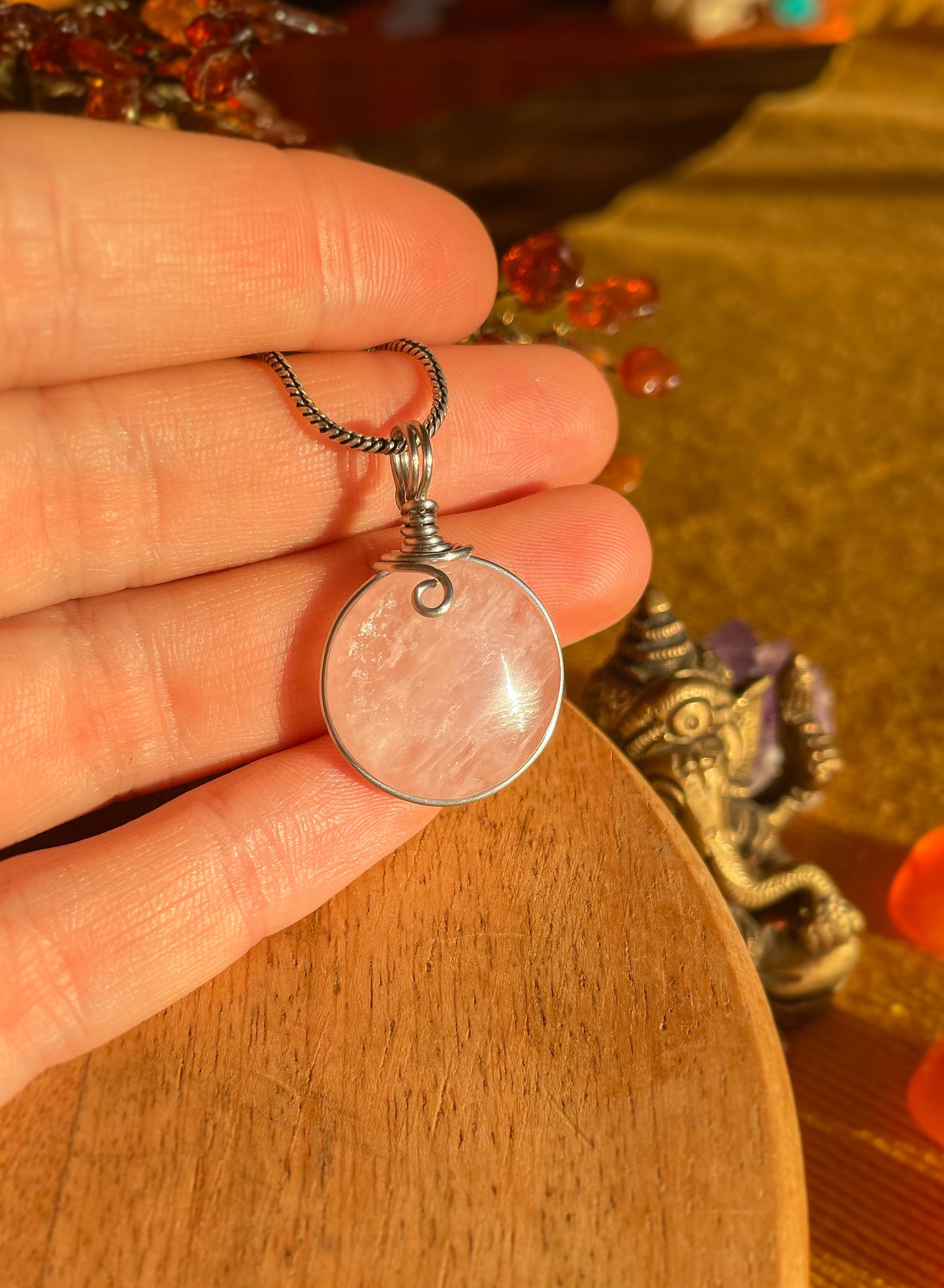 Pendentif - Quartz Rose extra
