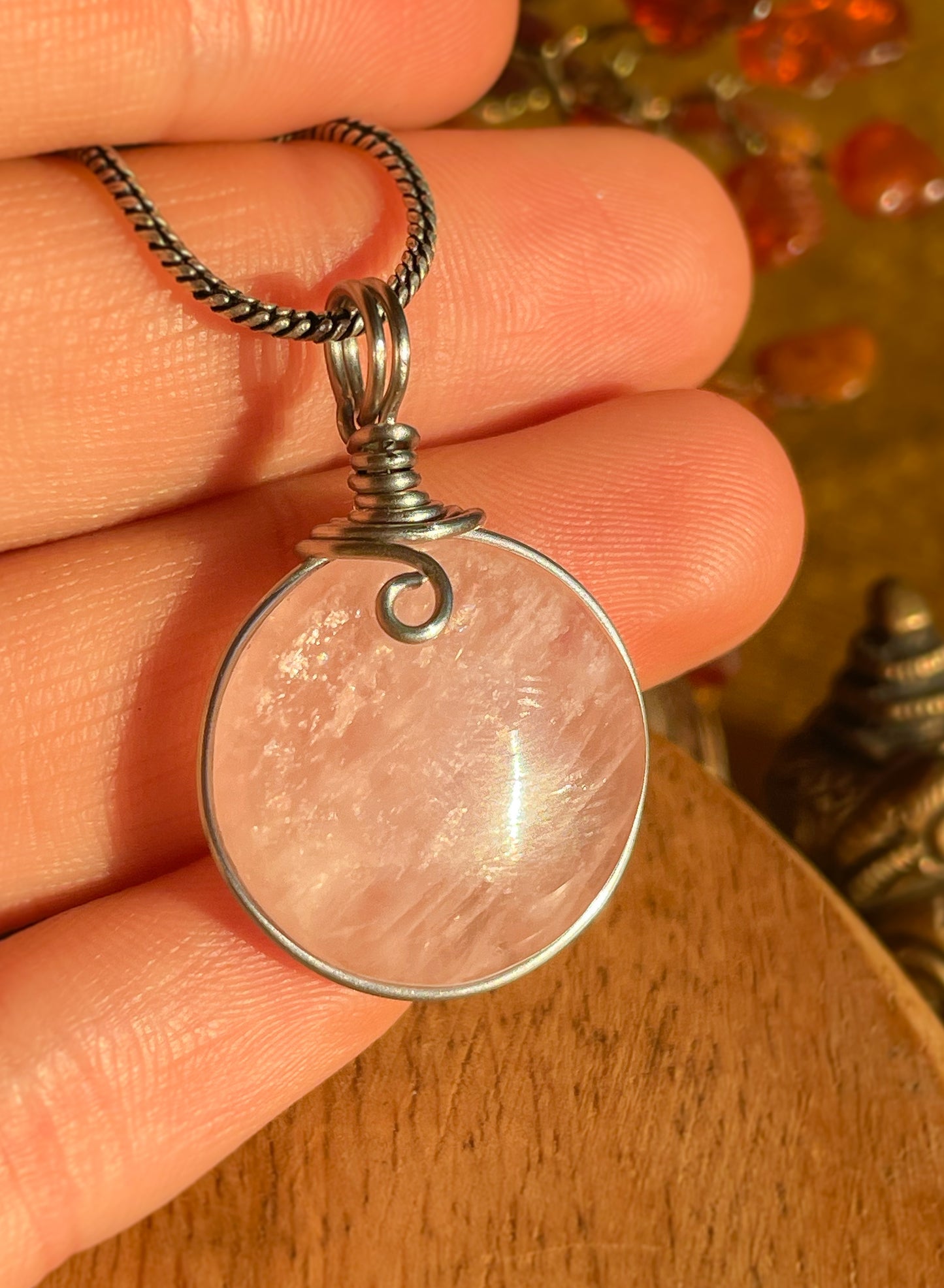 Pendentif - Quartz Rose extra