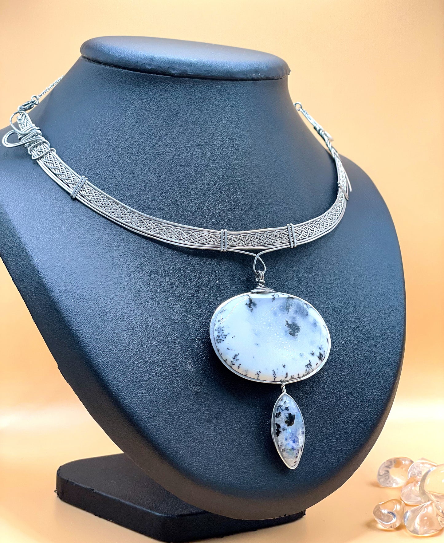 Viking Treasures – Dendrite Agate and Moonstone Torque