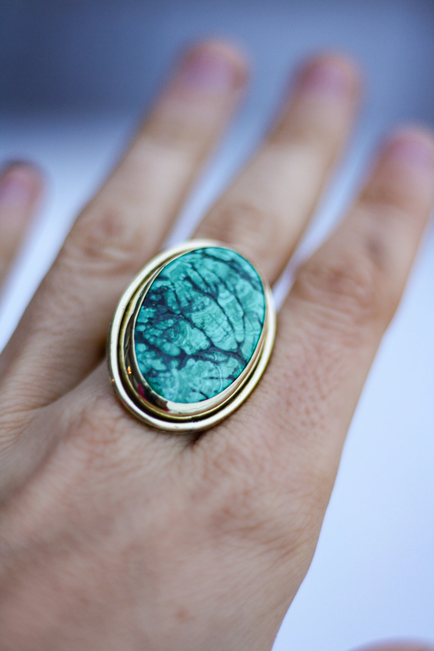 Trésors vert - bague malachite