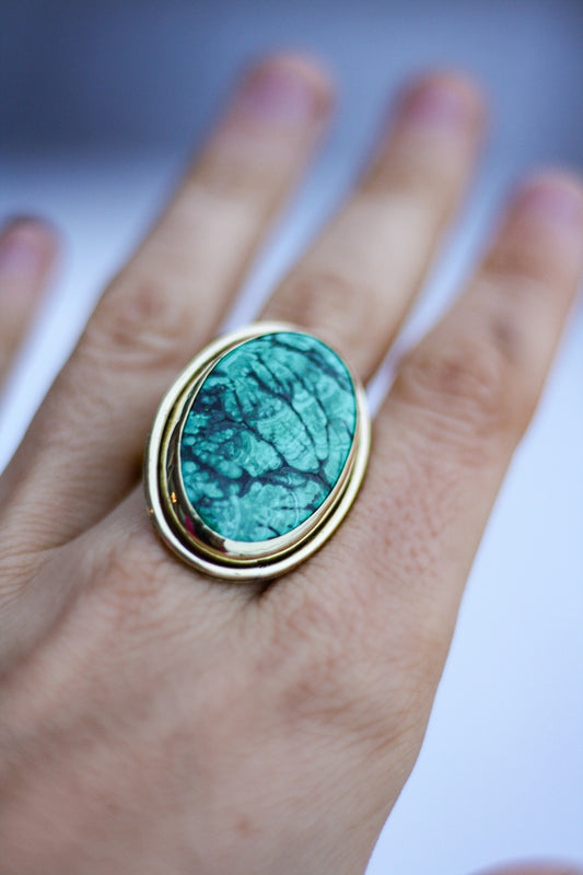 Trésors vert - bague malachite