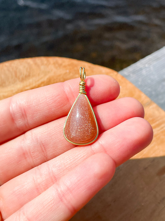 Pendentif - Pierre de lune pêche extra