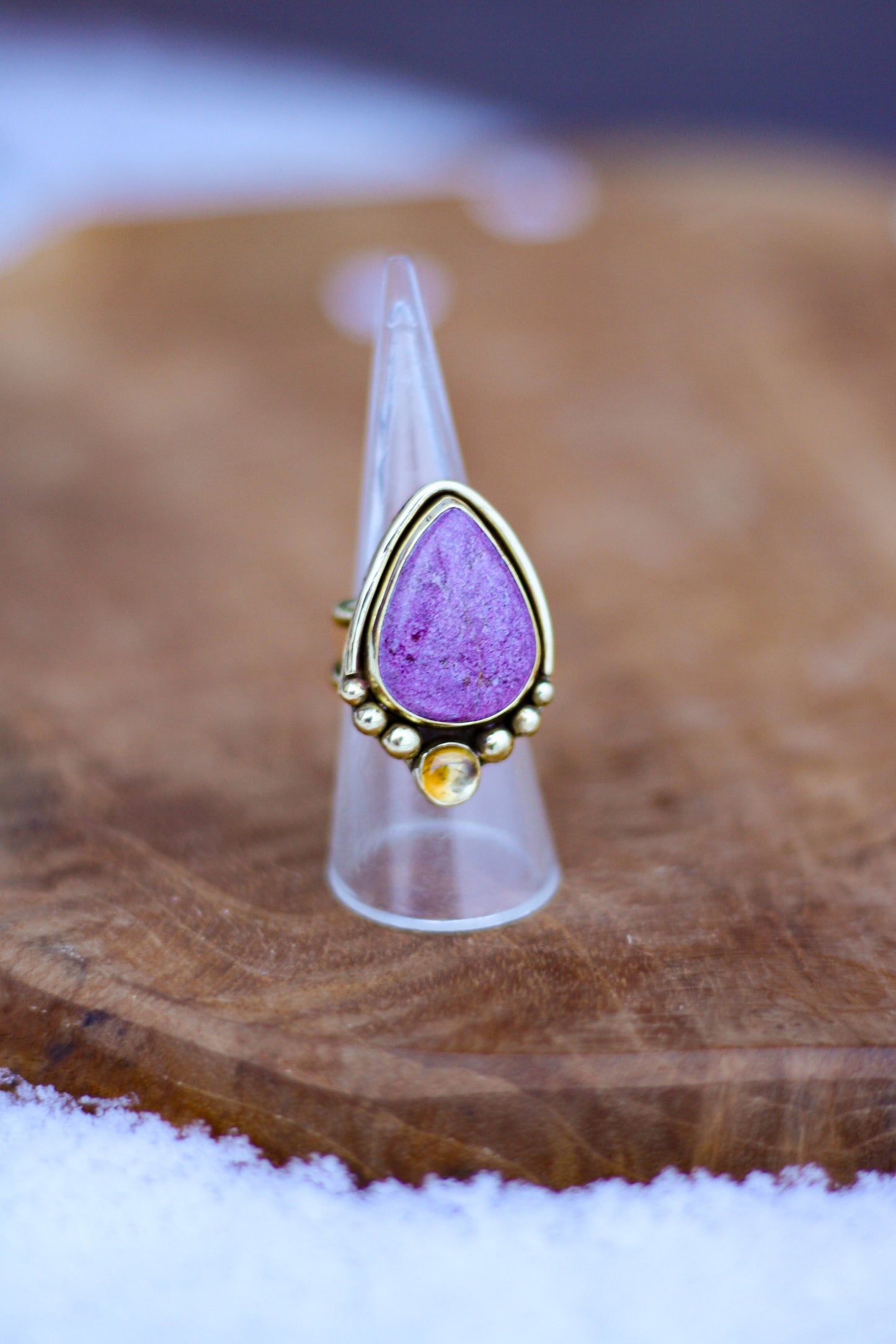 Antique treasures - stichtite and citrine ring