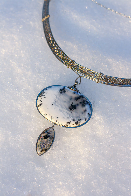 Viking Treasures – Dendrite Agate and Moonstone Torque