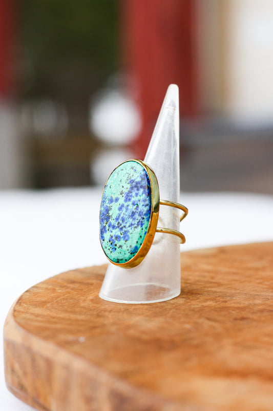 Trésors bleu- bague Azurite d’oiseau bleu