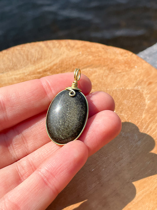 Pendentif - Obsidienne dorée