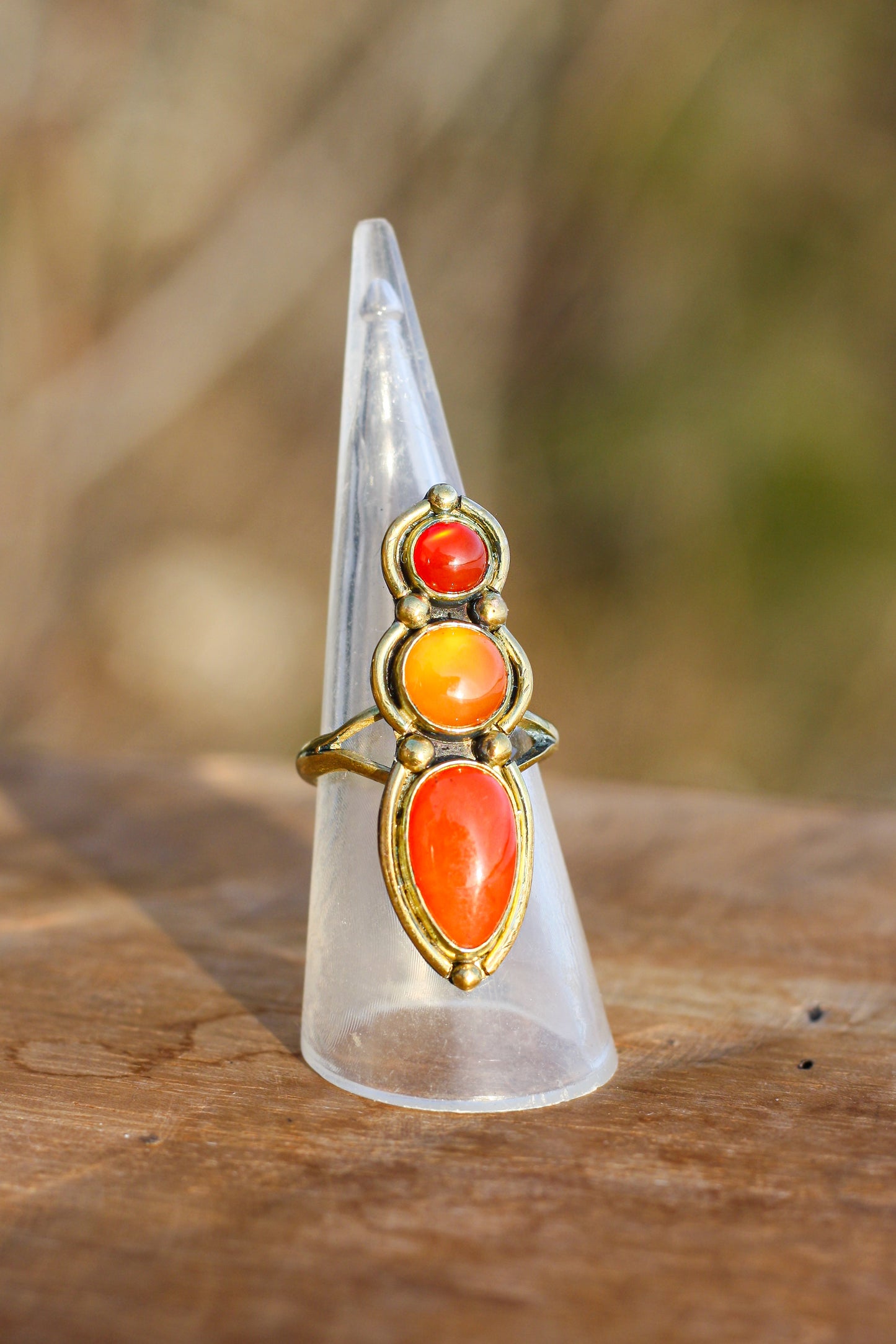 Orange treasures - 3 stone ring