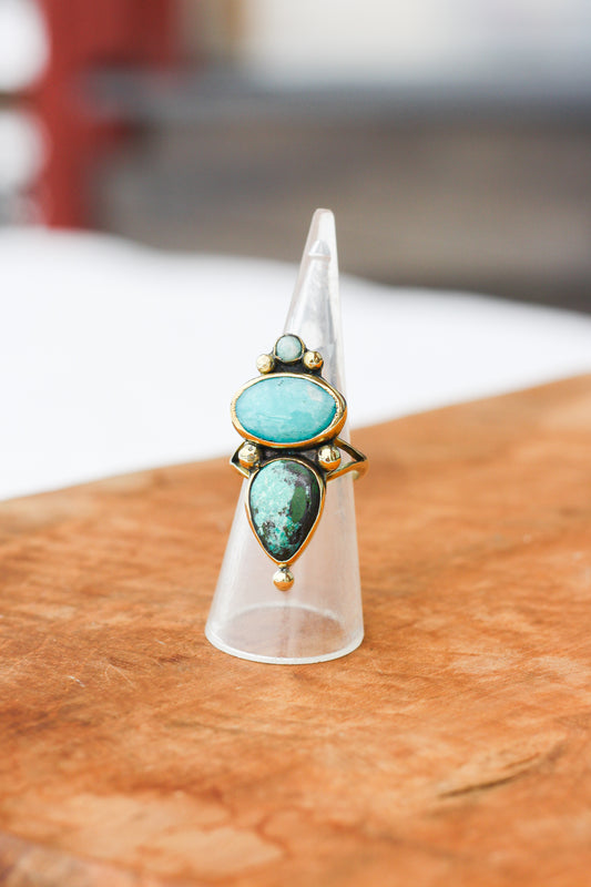 Trésors bleu- bague au 3 pierres