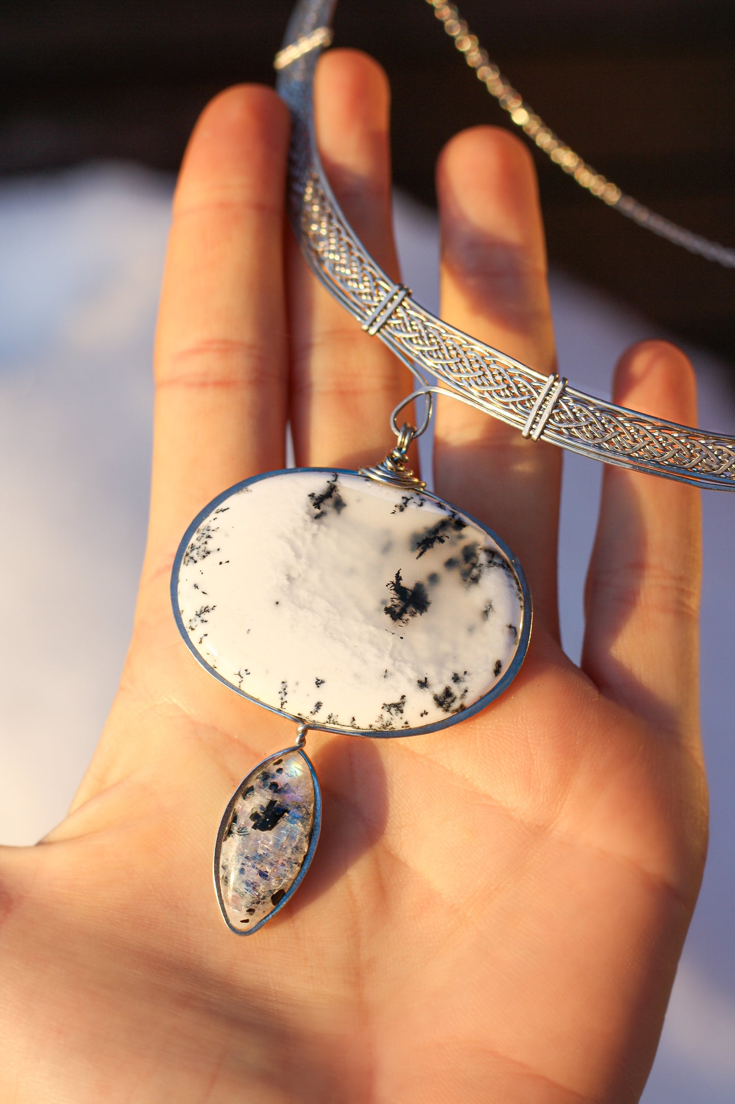 Viking Treasures – Dendrite Agate and Moonstone Torque