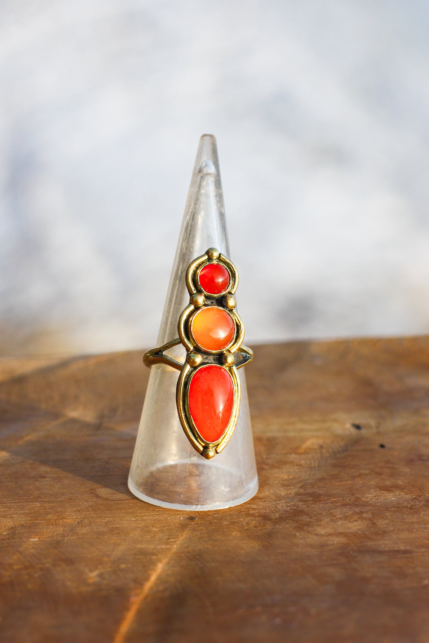Orange treasures - 3 stone ring