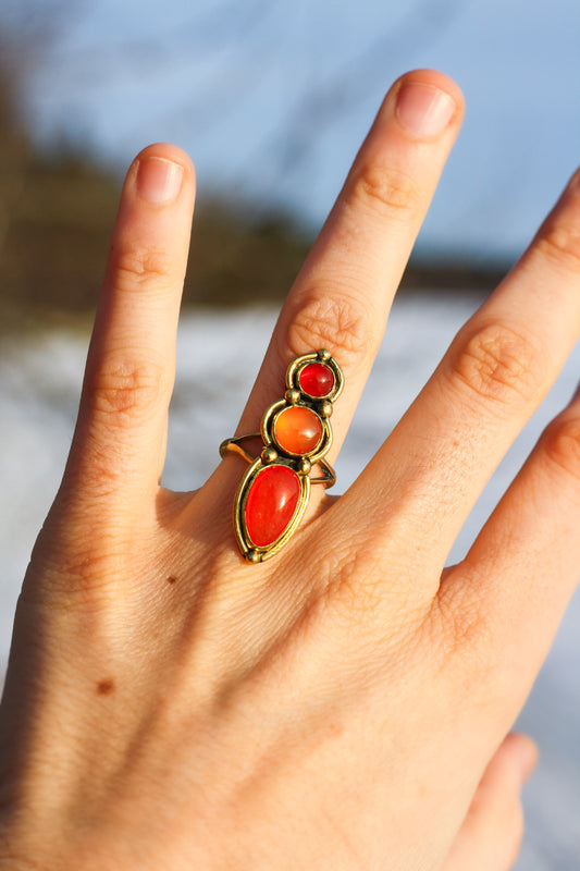 Orange treasures - 3 stone ring