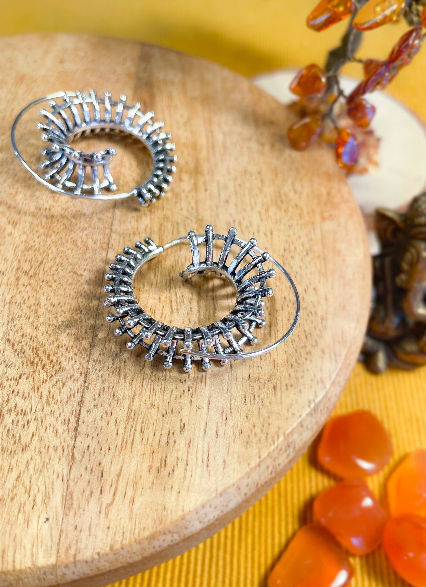 Boucle spiral volume treillis - argent