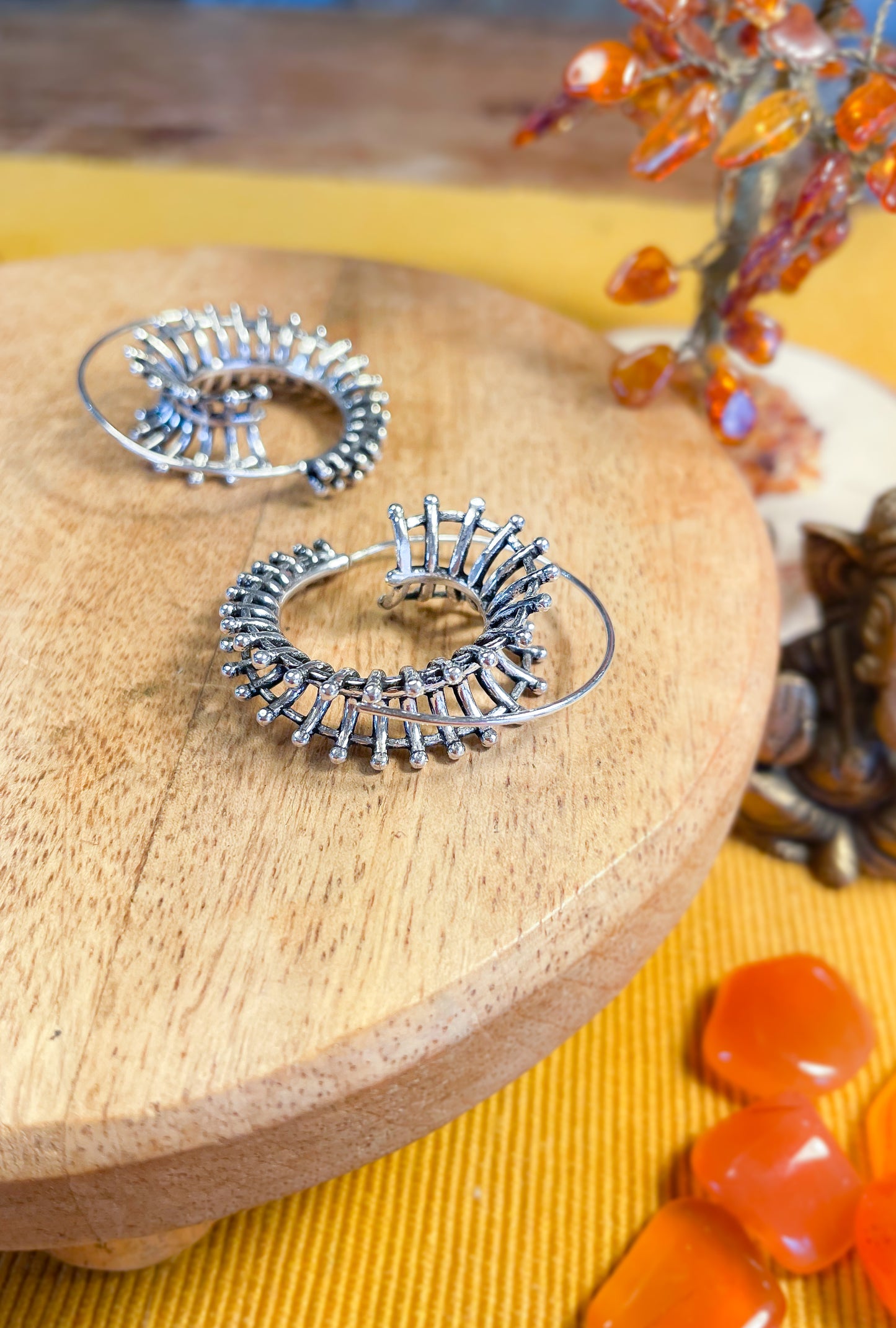 Boucle spiral volume treillis - argent