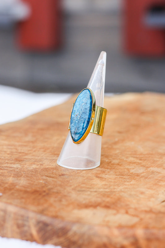 Trésors bleu- bague apatite