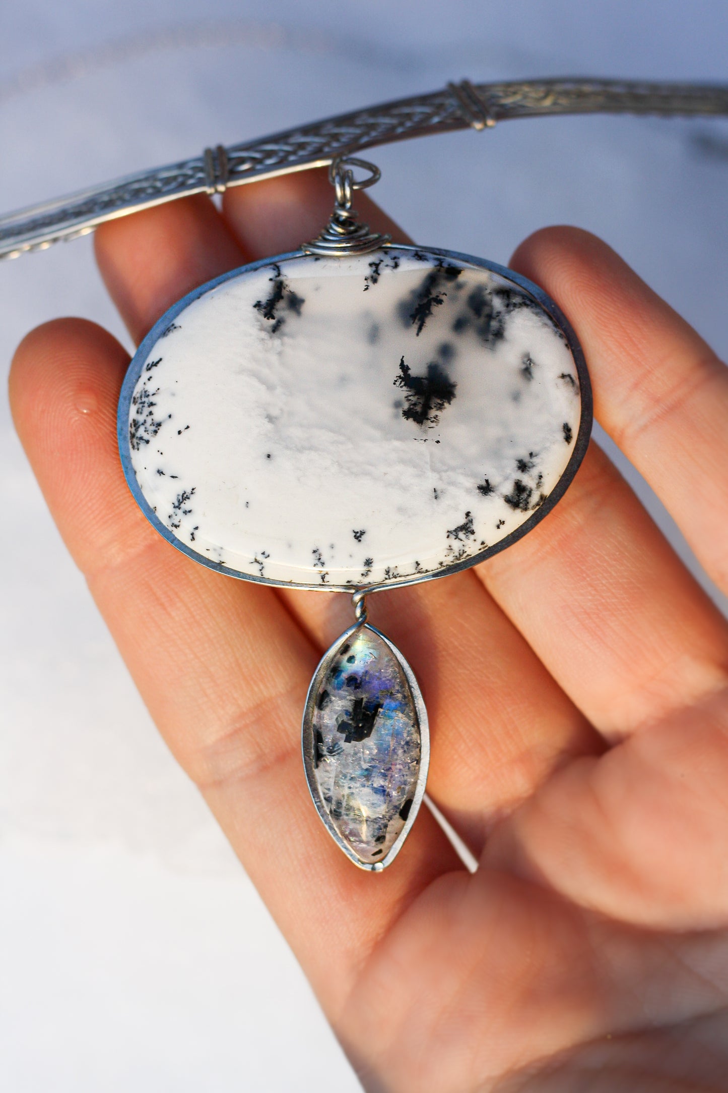 Viking Treasures – Dendrite Agate and Moonstone Torque