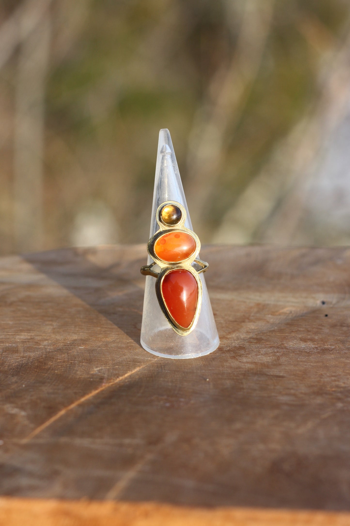 Orange/yellow treasures - 3-stone ring