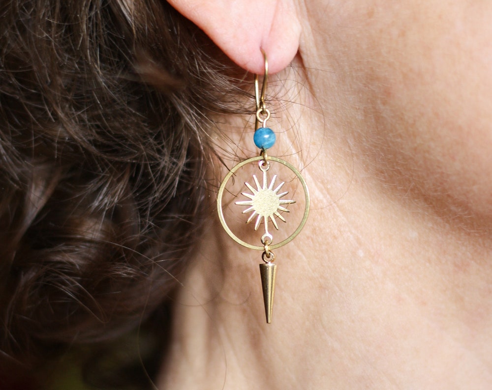 Boucles d'oreilles Soly-lunaire avec pointes